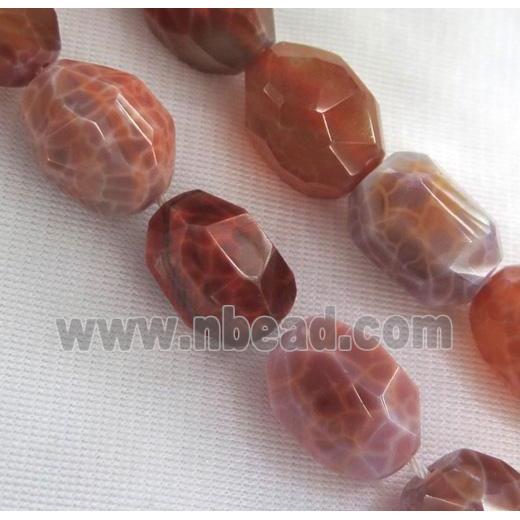 ruby fire agate bead, faceted freeform