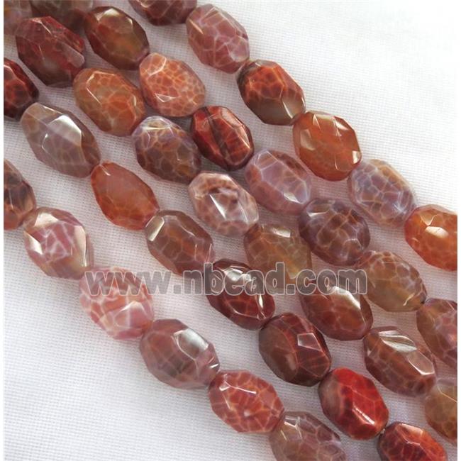 ruby fire agate bead, faceted freeform