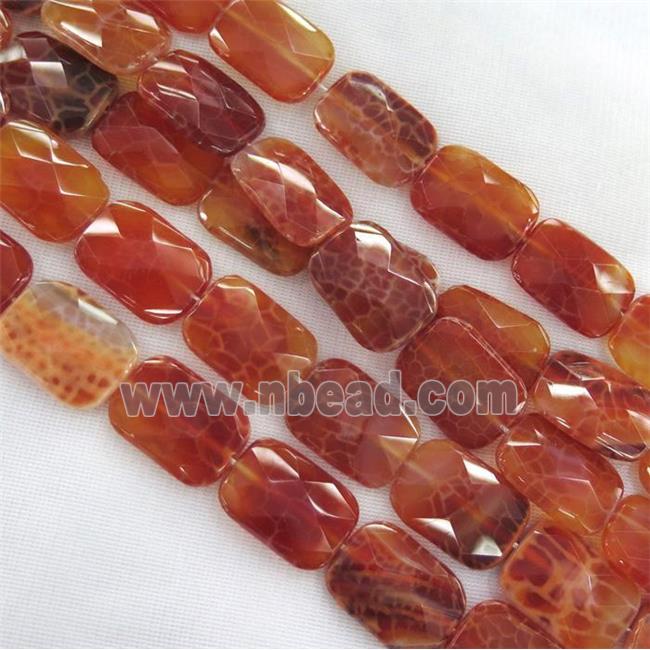 ruby Fire Agate Beads, faceted Oblong