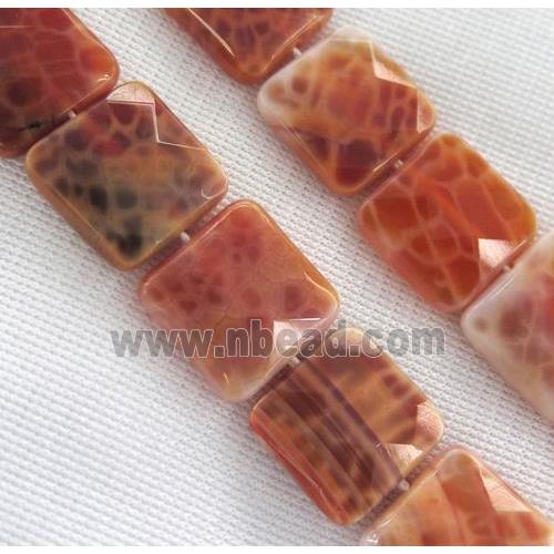 ruby fire agate bead, faceted square