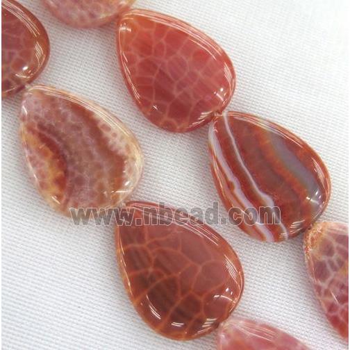 ruby fire agate beads, teardrop