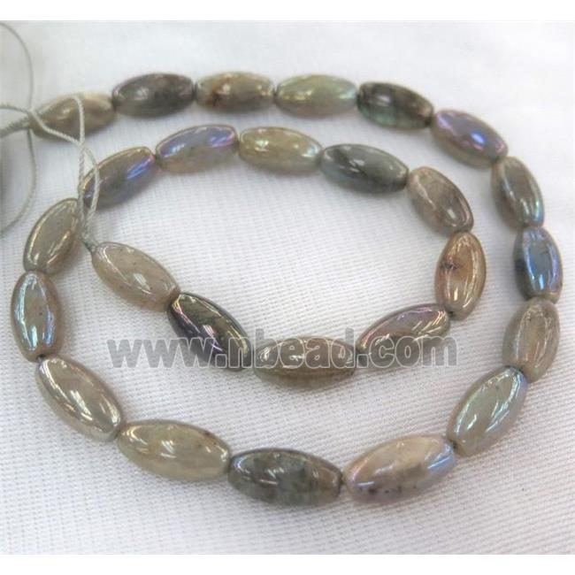 Labradorite Stone bead, rice, AB color