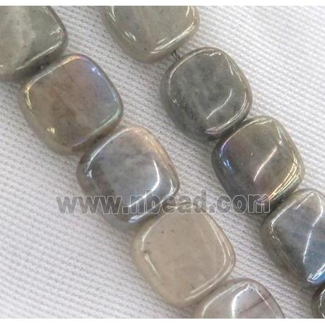 Labradorite Stone bead, square, AB color