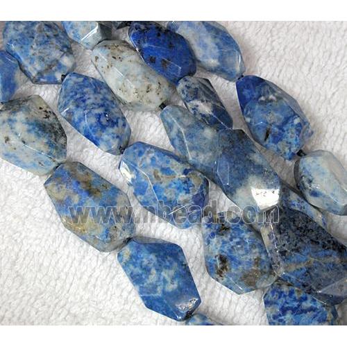 Natural lapis lazuli bead, freeform, faceted