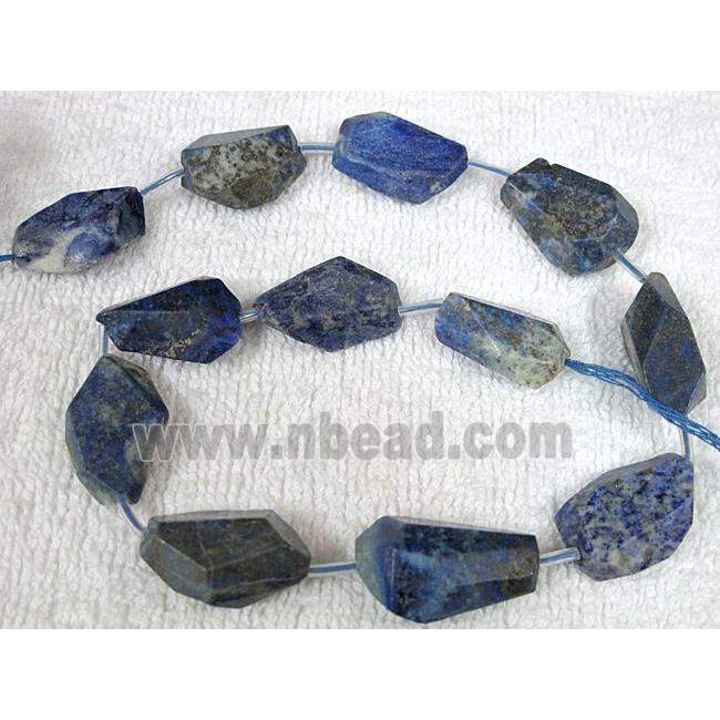 Natural lapis lazuli bead, freeform, faceted