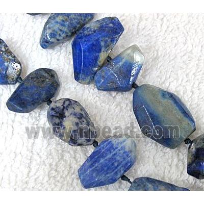 Natural lapis lazuli bead, freeform, faceted