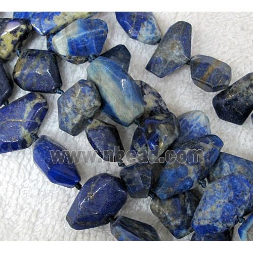 Natural lapis lazuli bead, freeform, faceted