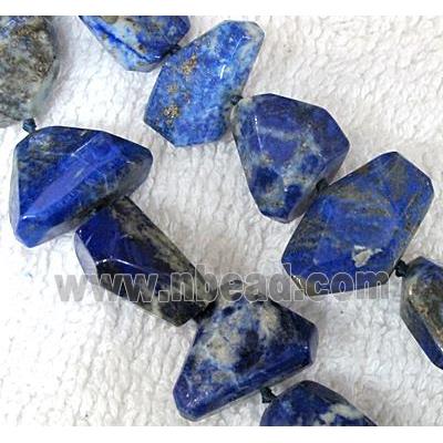 Natural lapis lazuli bead, freeform, faceted