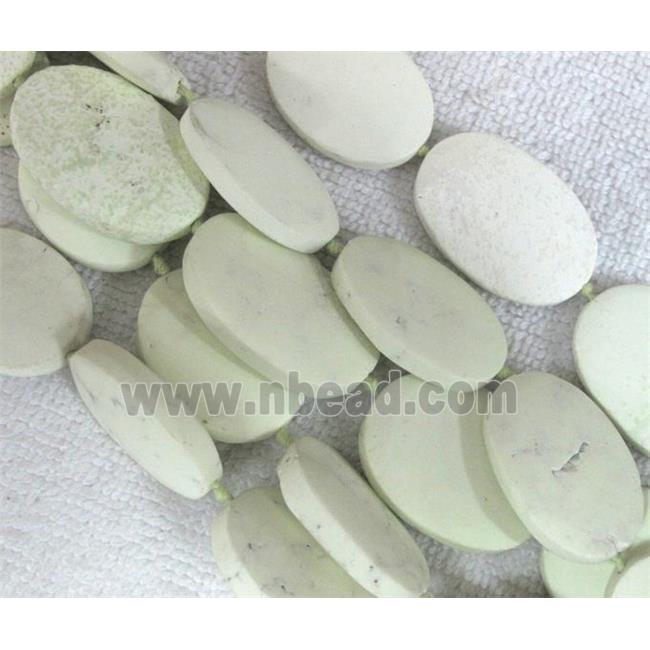 Natural lemon stone bead, flat oval