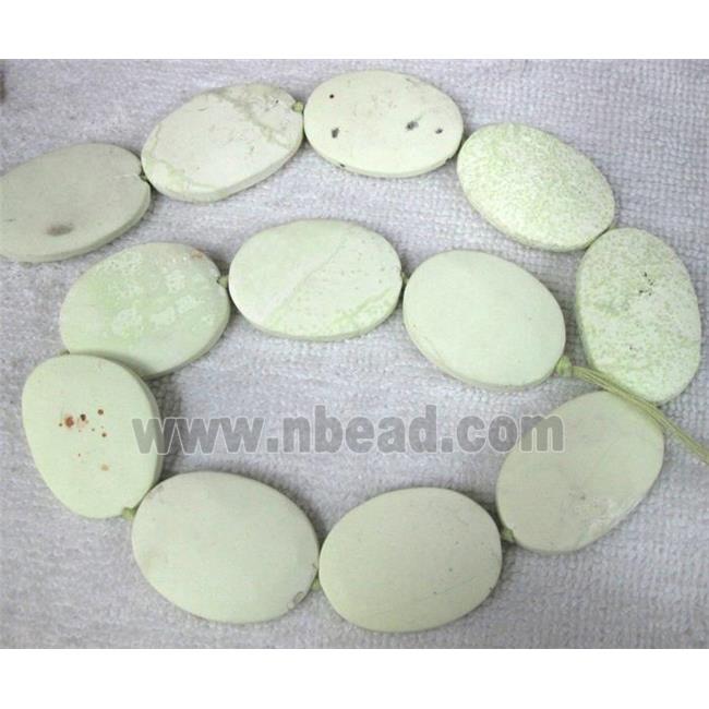 Natural lemon stone bead, flat oval