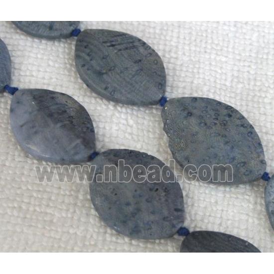 blue Coral Fossil Beads, chrysanthemum, horse-eye