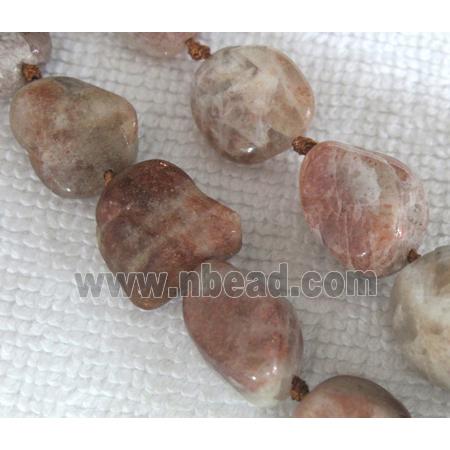 Natural sun stone bead, freeform