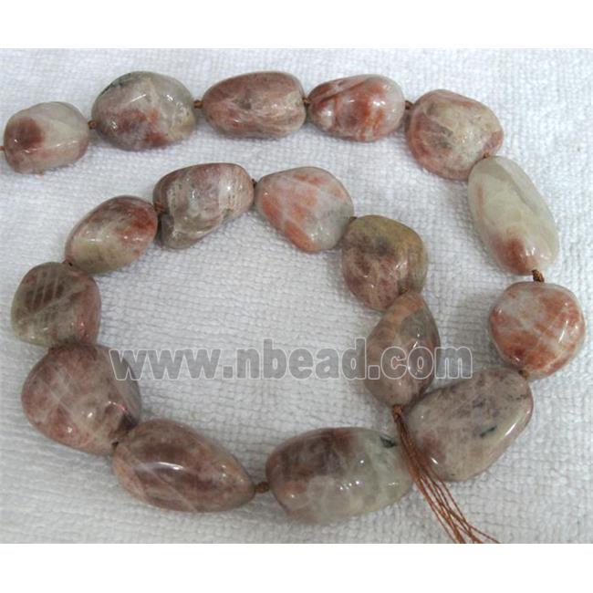 Natural sun stone bead, freeform