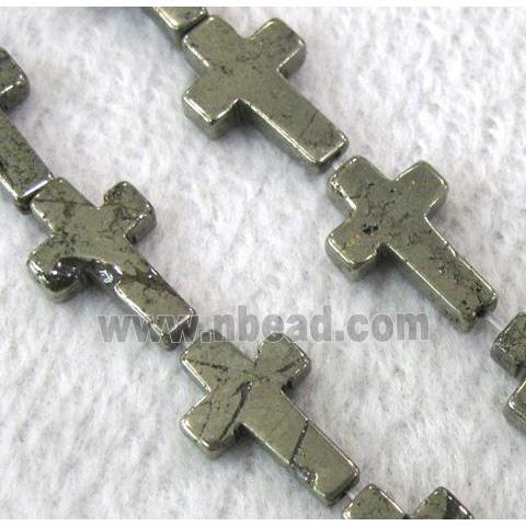 natural Pyrite Beads, cross