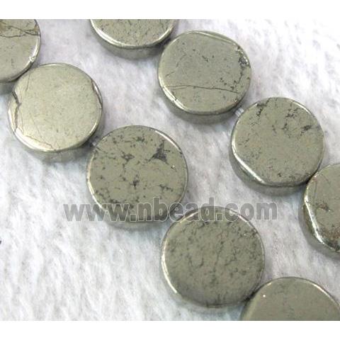 natural Pyrite Beads, flat-round