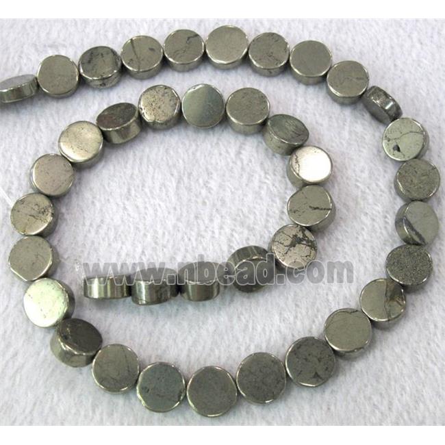 natural Pyrite Beads, flat-round