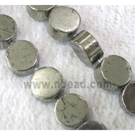 natural Pyrite Beads, flat-round