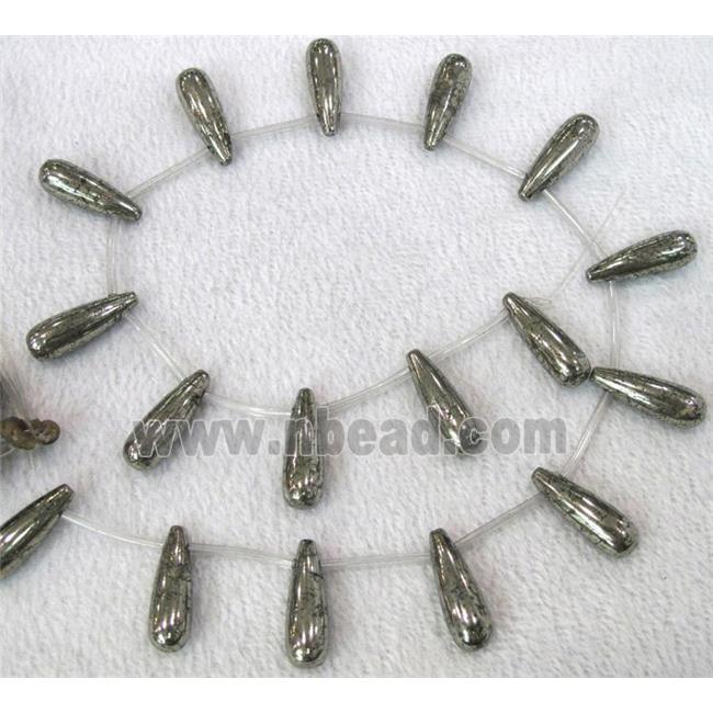 natural Pyrite Beads, teardrop