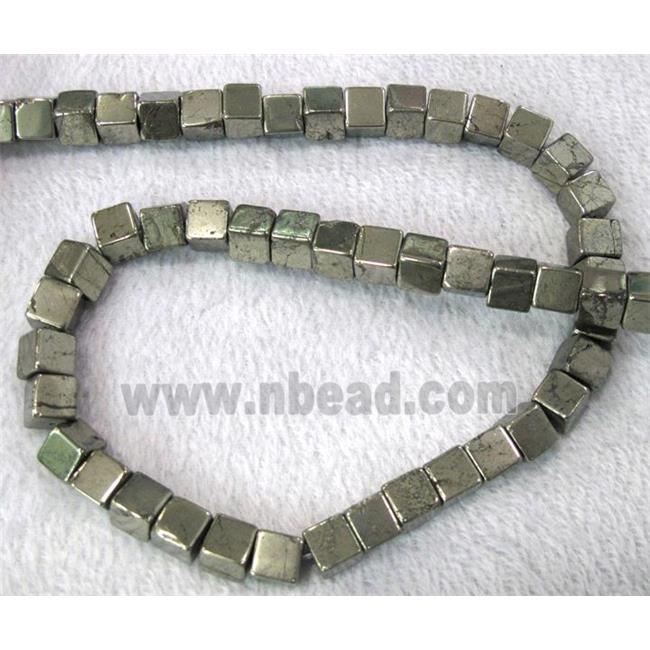 natural Pyrite Beads, cube