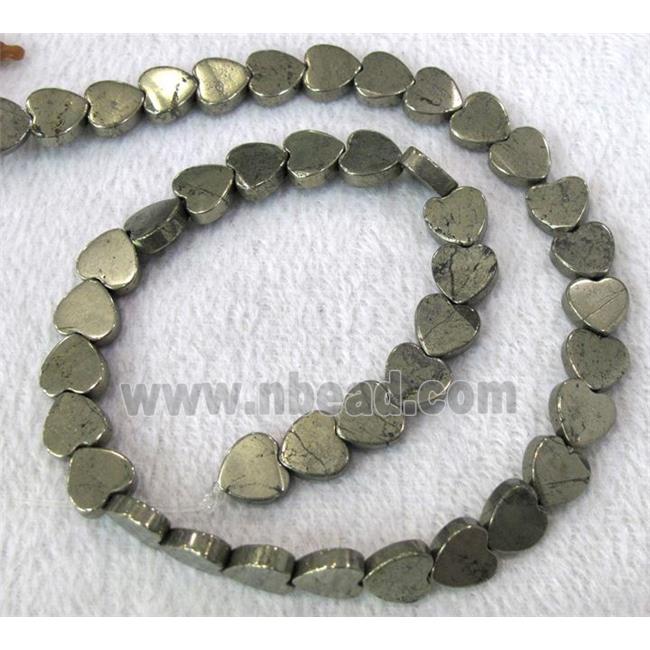 natural Pyrite Beads, heart