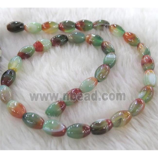 Agate bead, barrel, colorful