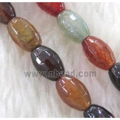 dragon veins Agate beads, faceted barrel, mixed color