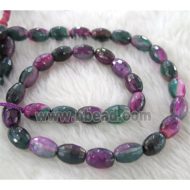 Dichromatic Agate beads, faceted barrel, colorful