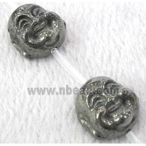 natural Pyrite Beads, buddha