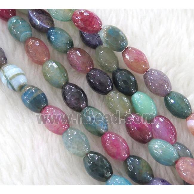 dragon vins Agate bead, faceted barrel, mixed color