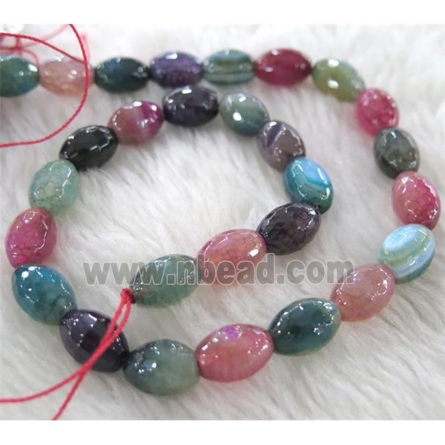 dragon vins Agate bead, faceted barrel, mixed color