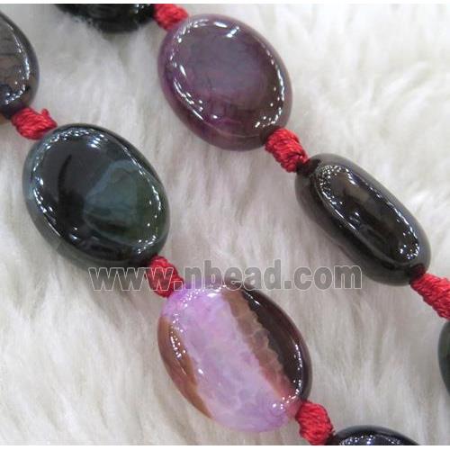 Agate bead, oval, mixed color