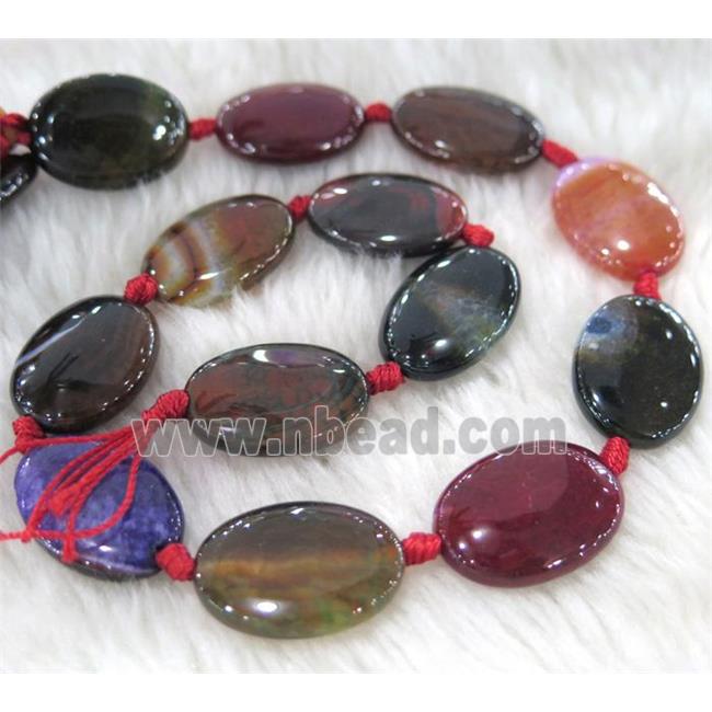 Agate beads, oval, mixed color