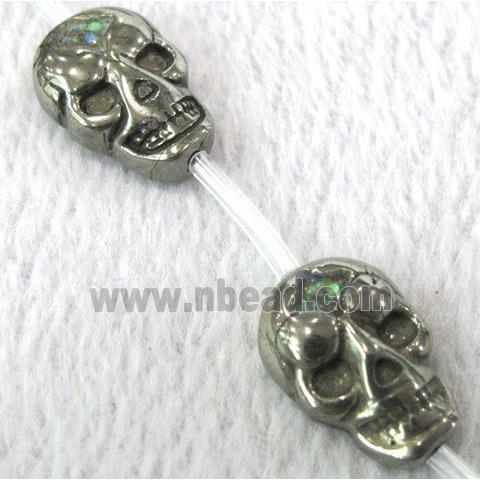 natural Pyrite Beads, flat-skull charm