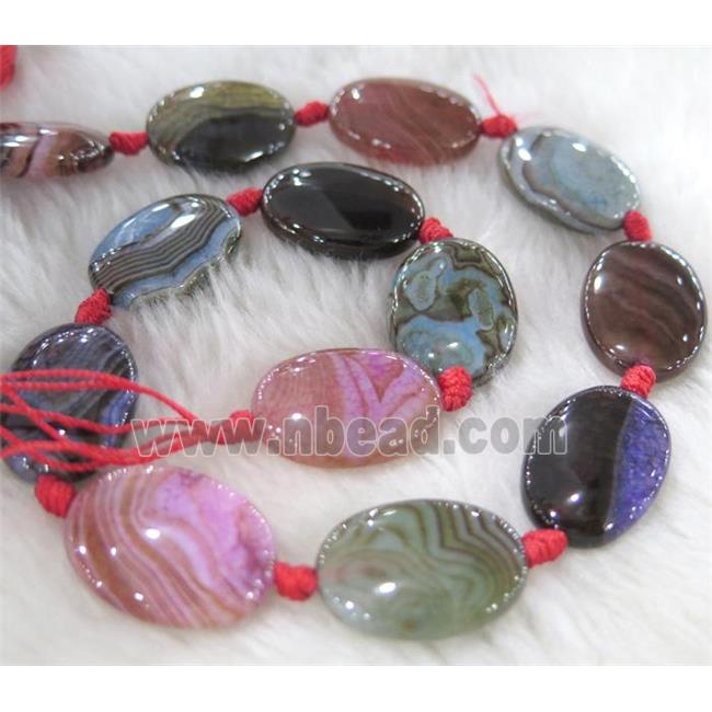 Agate bead, oval, mixed color