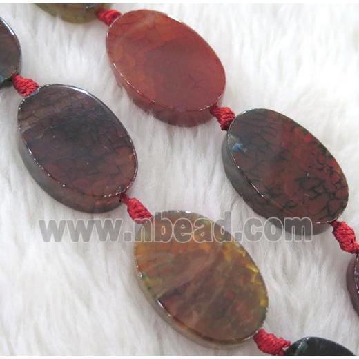 Agate bead, oval, flat, mixed color