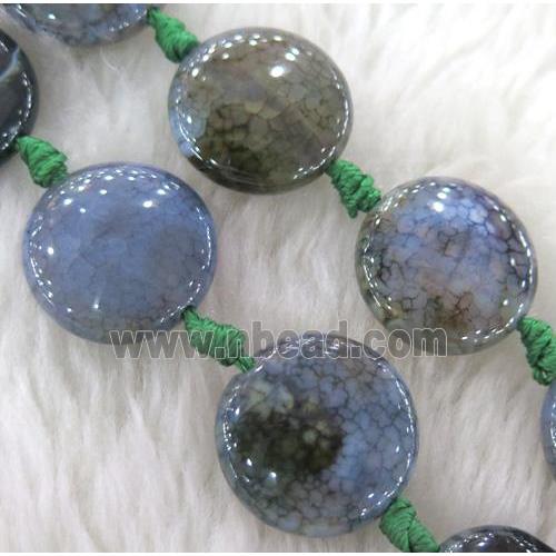 dragon veins Agate beads, flat round, mixed color