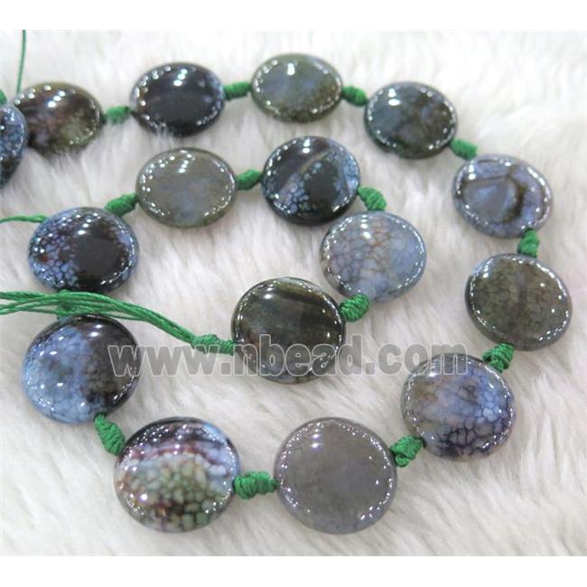 dragon veins Agate beads, flat round, mixed color