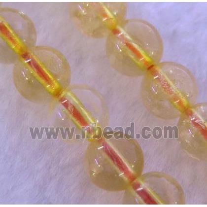 natural Citrine Beads, round, yellow