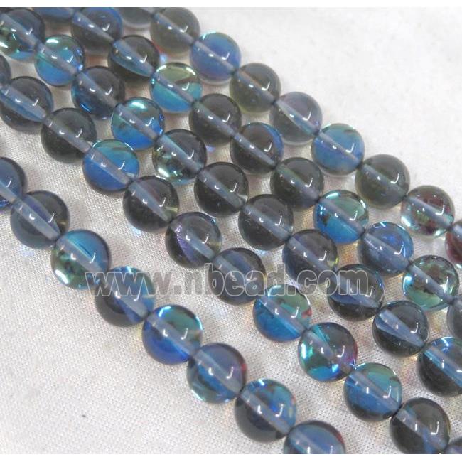 round synthetic gray Aura Quartz Glass Beads