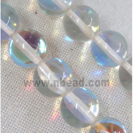 round synthetic clear Aura Quartz Glass Beads