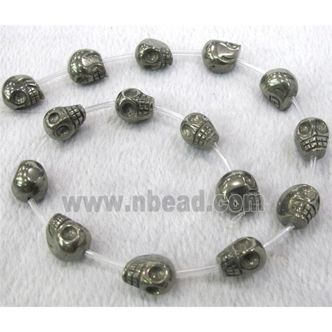 natural Pyrite Beads, 3D-skull charm