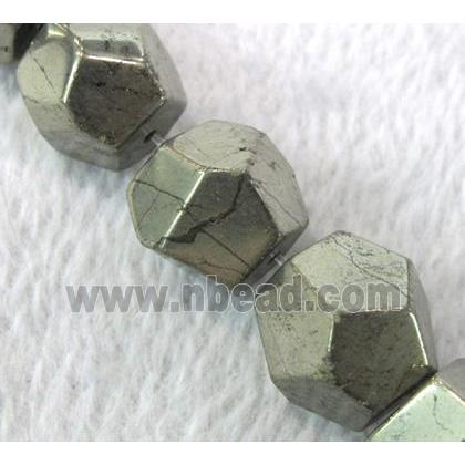 natural Pyrite nugget Beads for necklace, faceted freeform