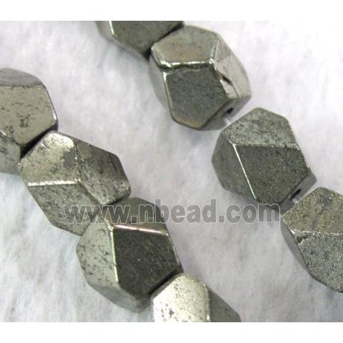 natural Pyrite Beads, freeform, faceted