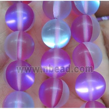 round synthetic hotpink Aura Quartz Beads, matte