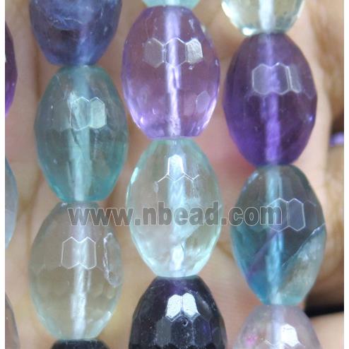 rainbow Fluorite beads, faceted barrel