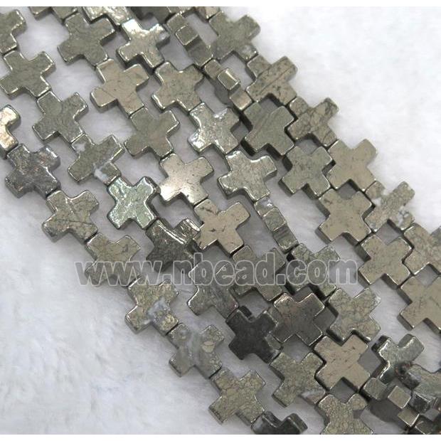 pyrite beads, cross