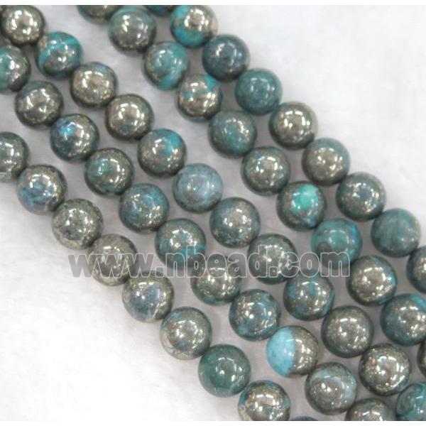 green Chalco Pyrite Beads, round