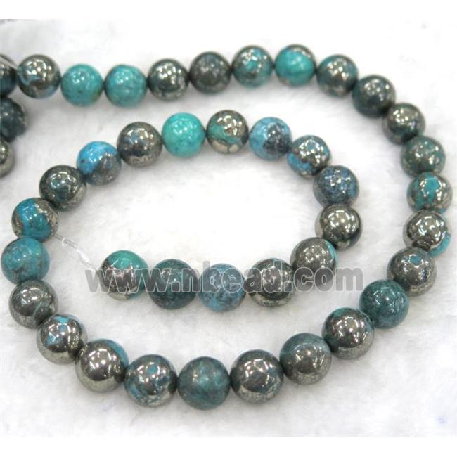 green Chalco Pyrite Beads, round