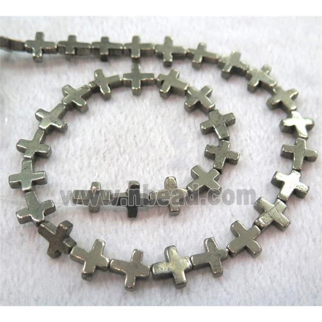 pyrite beads, cross