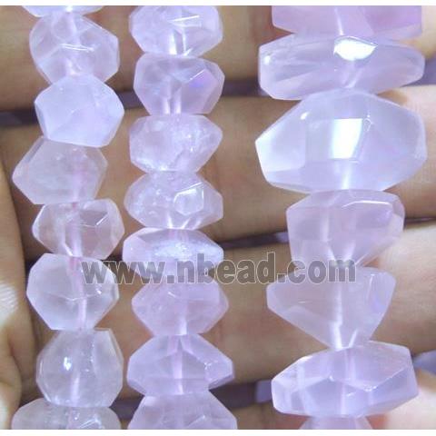 rose quartz bead, faceted freeform